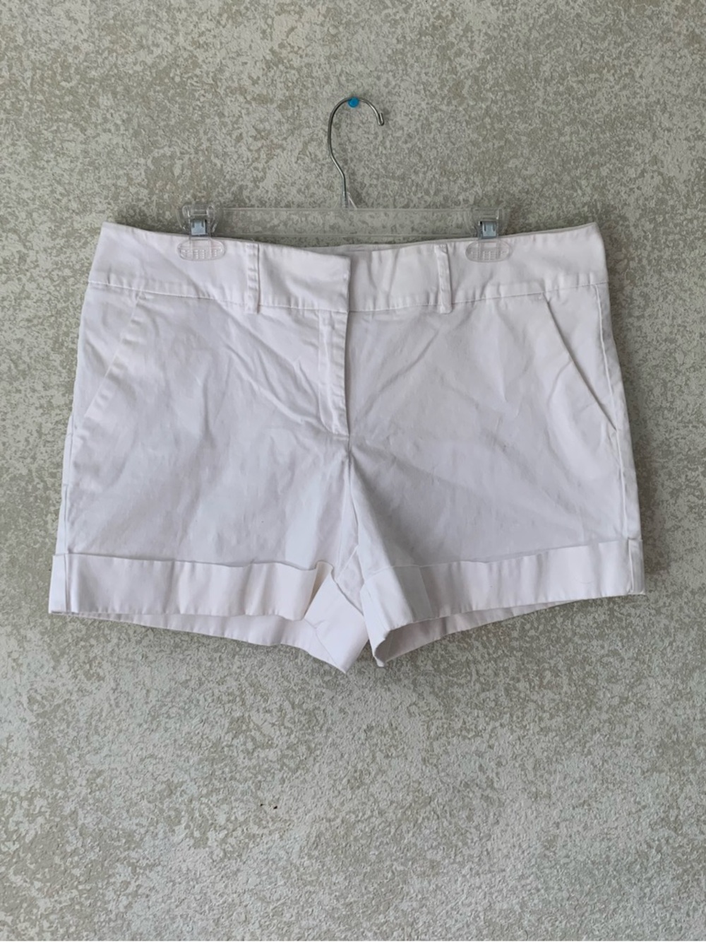 New York & Company White Stretch Cuffed Shorts Womens 14 Mid Rise Summer Preppy‎